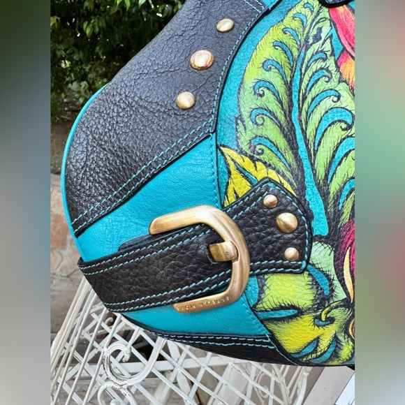 RARE Isabella Fiore Hand-Painted Hummingbird Art Bag - Picture 10 of 16